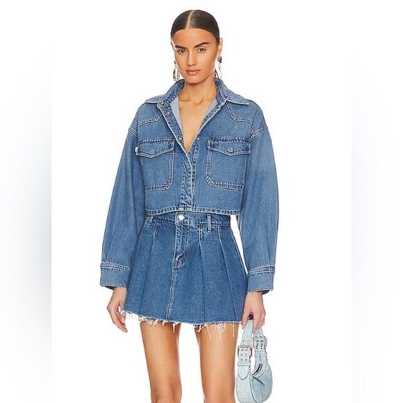 Lovers and Friends Revolve Angel California Denim Jean Pleated Mini Skirt XS - Picture 3 of 10